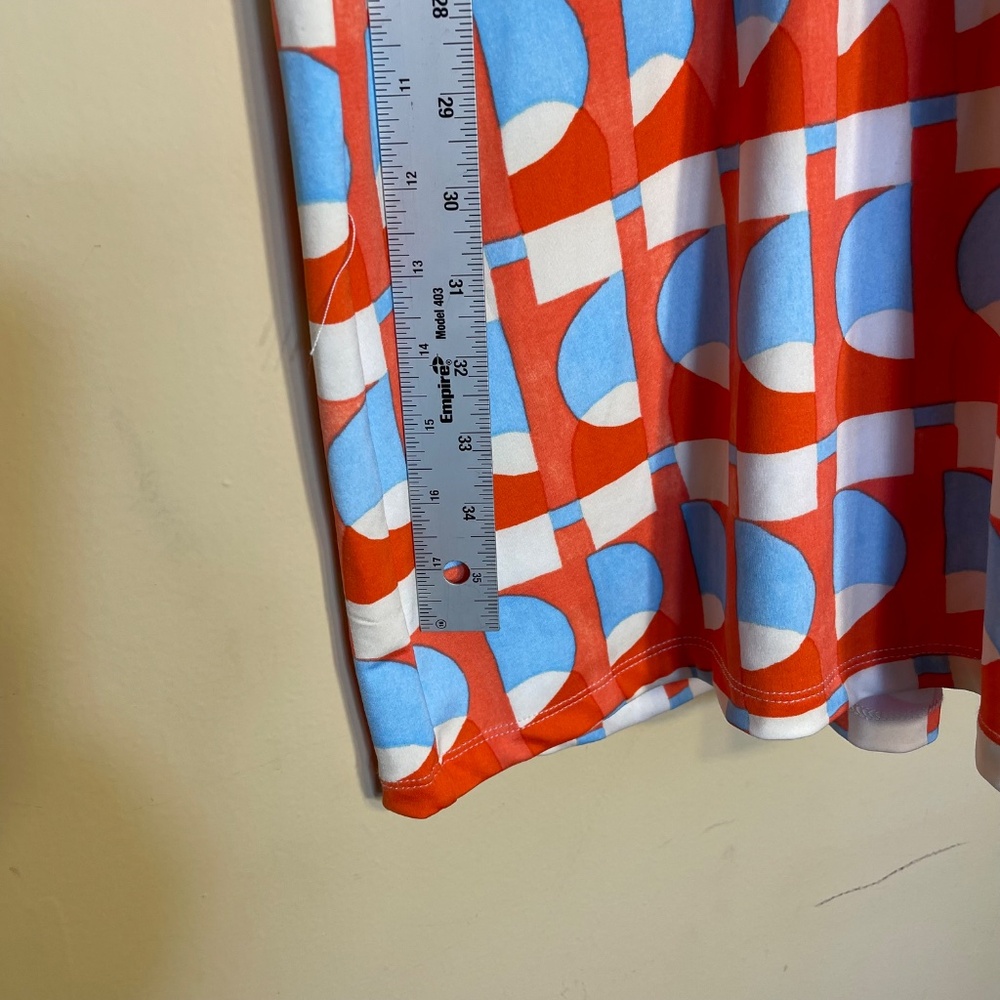 J. McLaughlin Red and Light Blue Geometric Shift Dress - Picture 9 of 10